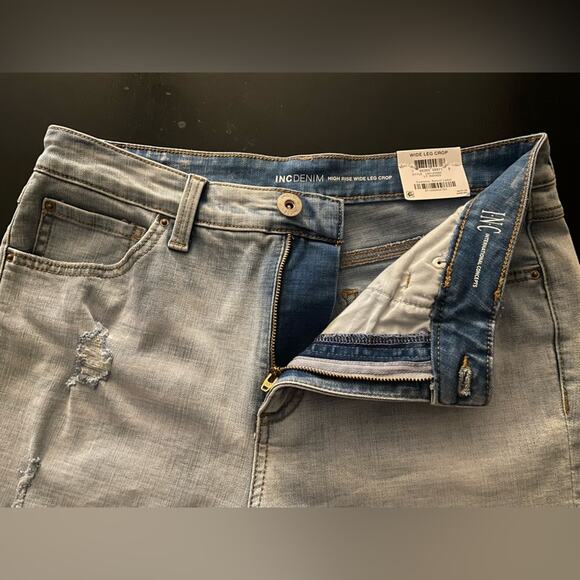 INC INTERNATIONAL CONCEPTS Blue High Rise Wide Leg Crop Denim Jeans sz 8 (NWT) - Picture 7 of 10